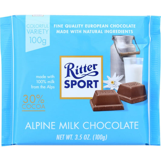 RITTER SPORT: Alpine Milk Chocolate Bar, 3.5 oz