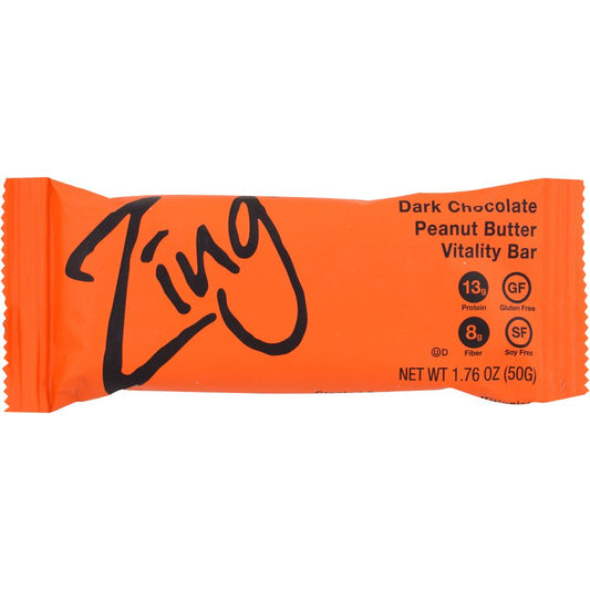 ZING BARS: Dark Chocolate Peanut Butter Nutrition Bar, 1.76 oz